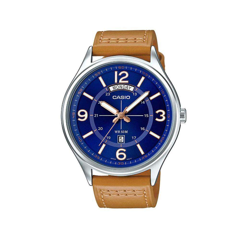 Casio MTP-E129L-2B2VDF Brown Leather Strap Watch for Men-Watch Portal Philippines