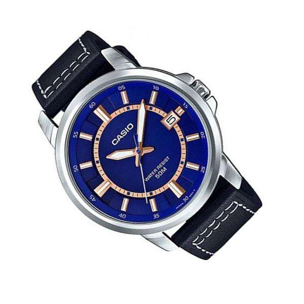 Casio MTP-E130L-2A1VDF Black Leather Strap Watch for Men-Watch Portal Philippines