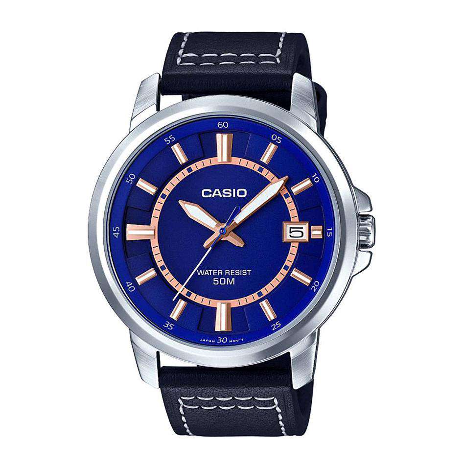 Casio MTP-E130L-2A1VDF Black Leather Strap Watch for Men-Watch Portal Philippines