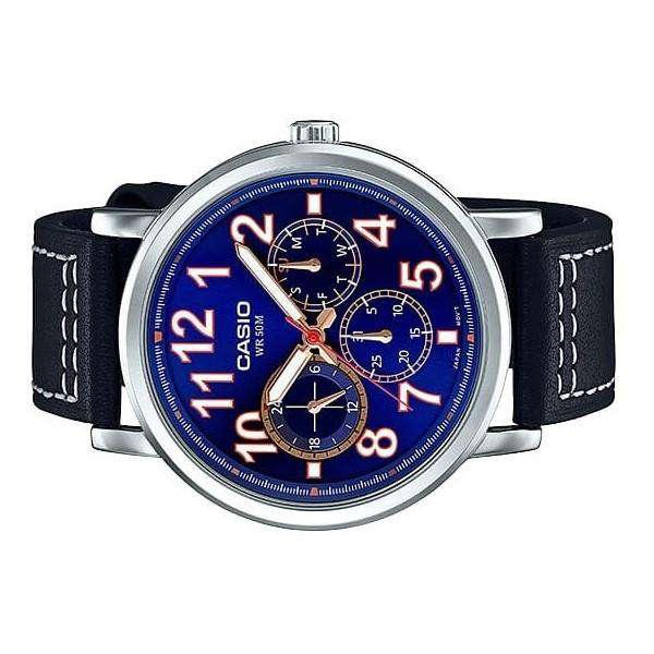 Casio MTP-E309L-2B1VDF Black Leather Strap Watch for Men-Watch Portal Philippines