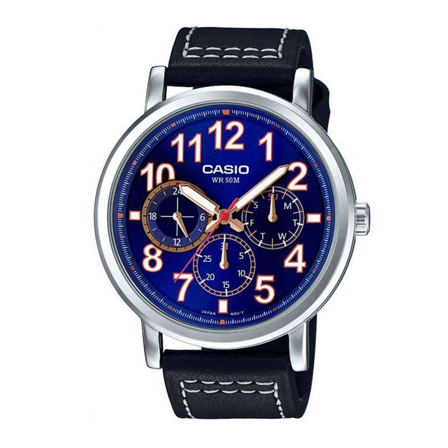 Casio MTP-E309L-2B1VDF Black Leather Strap Watch for Men-Watch Portal Philippines