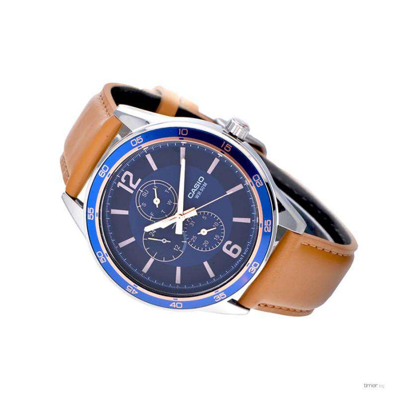 Casio MTP-E319L-2BVDF Brown Leather Strap Watch for Men-Watch Portal Philippines