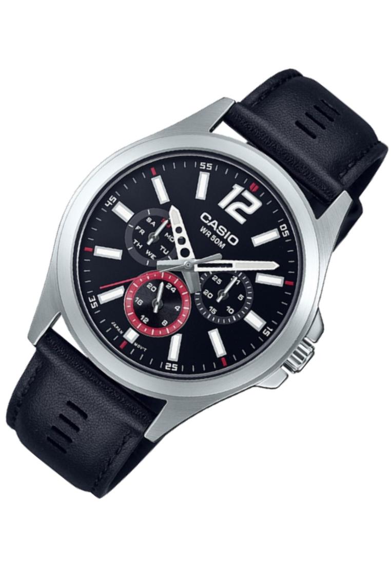 Casio MTP-E350L-1B Analog Leather Strap Watch For Men-Watch Portal Philippines