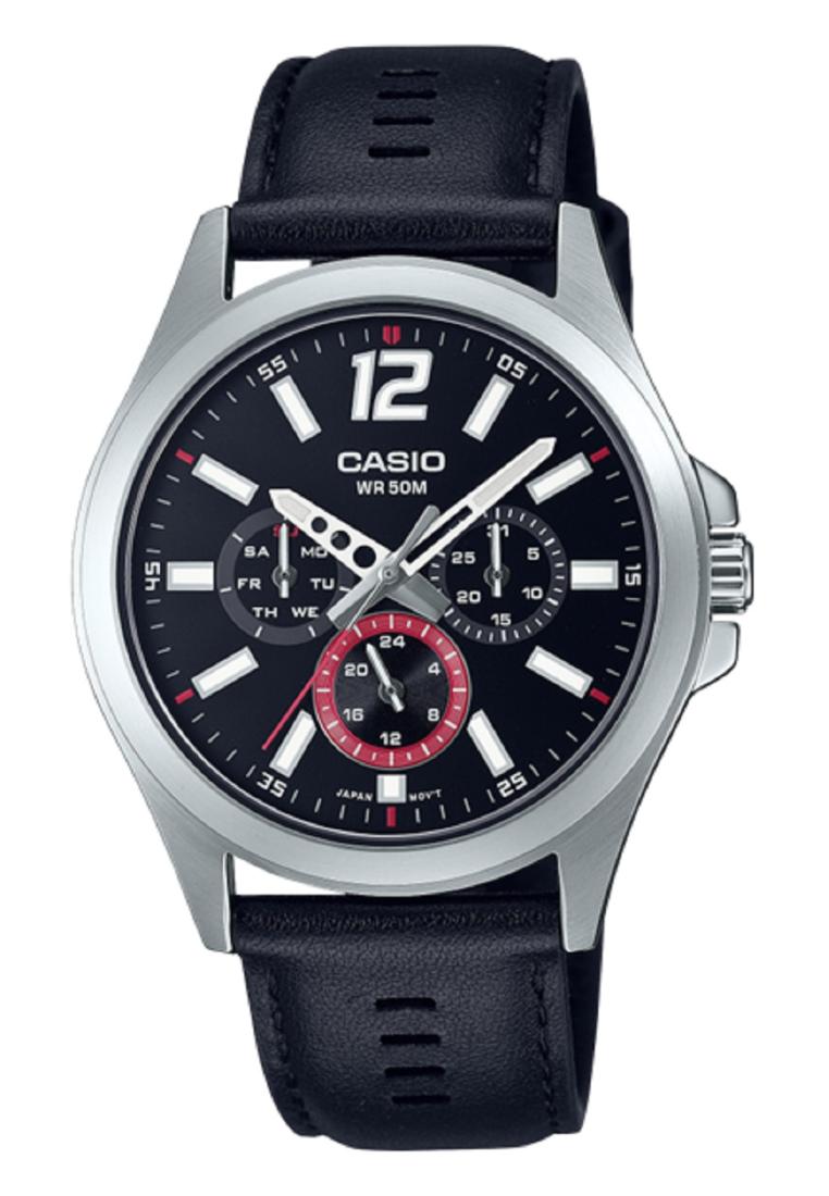 Casio MTP-E350L-1B Analog Leather Strap Watch For Men-Watch Portal Philippines