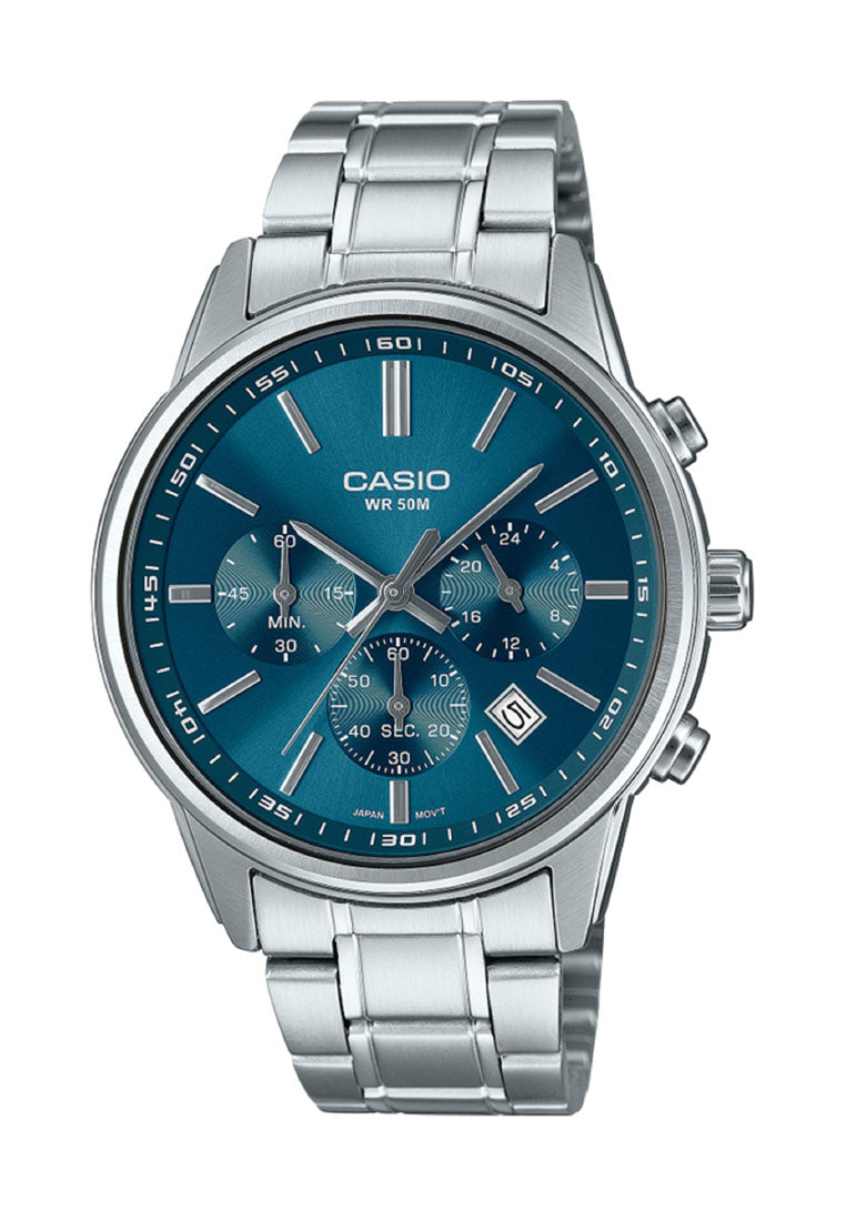 Casio MTP-E515D-2A1 Chronograph Stainless Steel Strap Watch for Men-Watch Portal Philippines