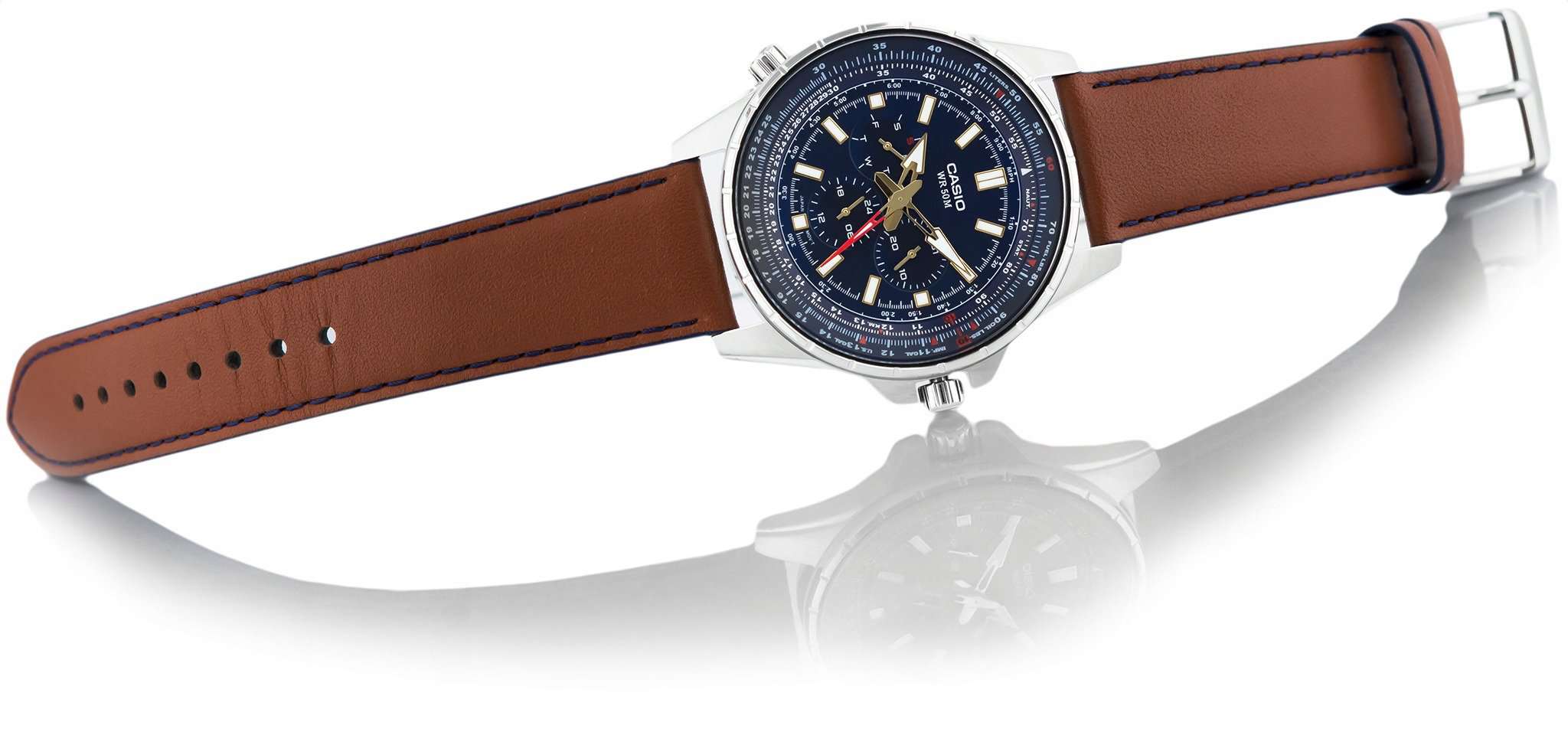 Casio MTP-SW320L-2AVDF Brown Leather Strap Watch for Men-Watch Portal Philippines