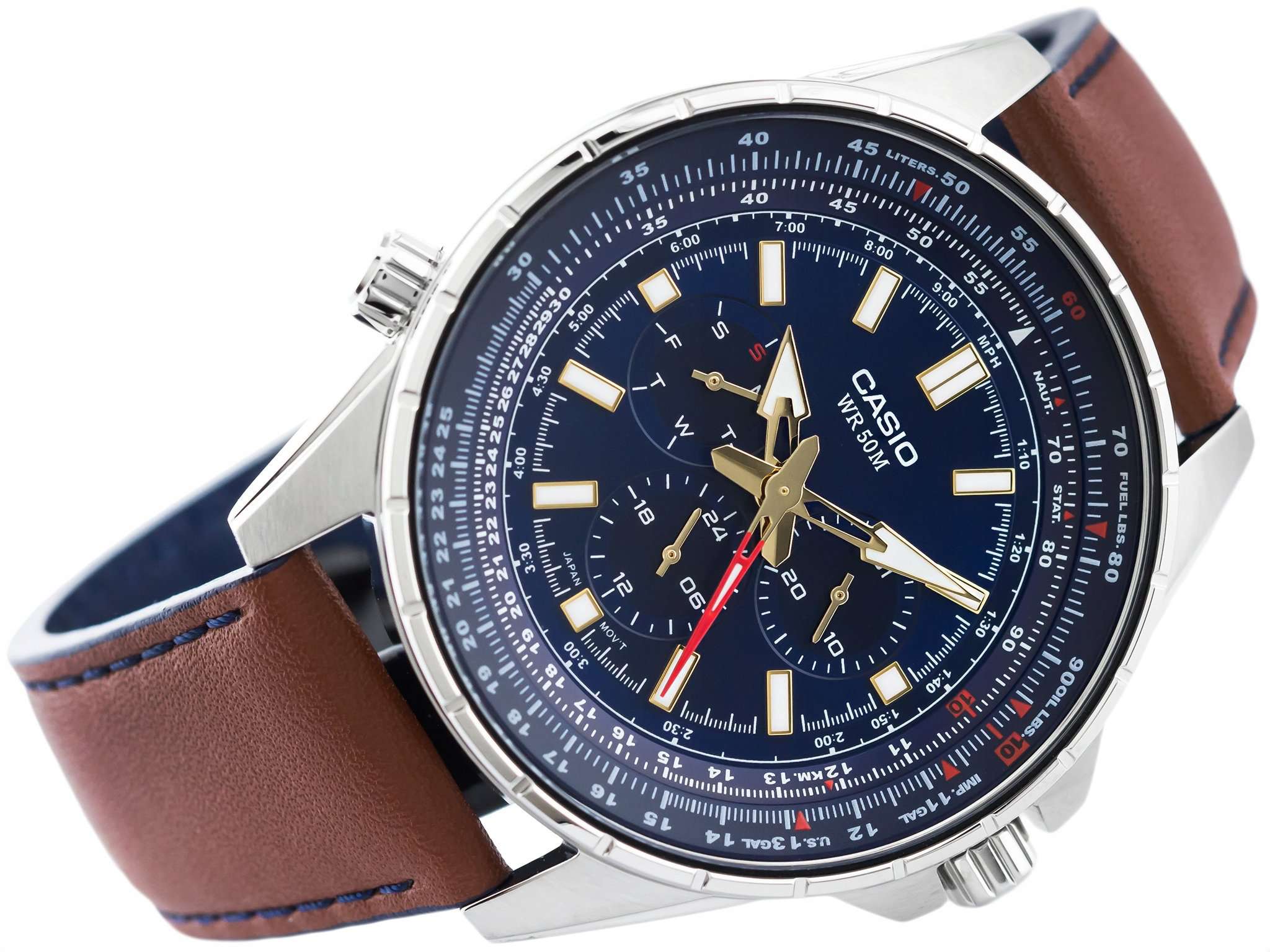 Casio MTP-SW320L-2AVDF Brown Leather Strap Watch for Men-Watch Portal Philippines