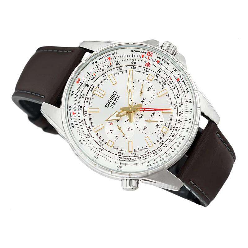 Casio MTP-SW320L-7AVDF Brown Leather Strap Watch for Men-Watch Portal Philippines
