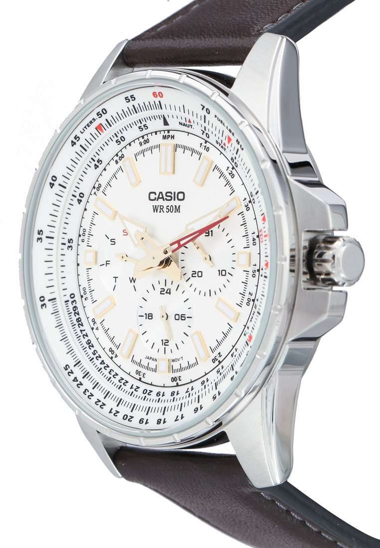 Casio MTP-SW320L-7AVDF Brown Leather Strap Watch for Men-Watch Portal Philippines