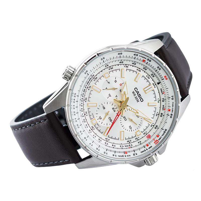 Casio MTP-SW320L-7AVDF Brown Leather Strap Watch for Men-Watch Portal Philippines