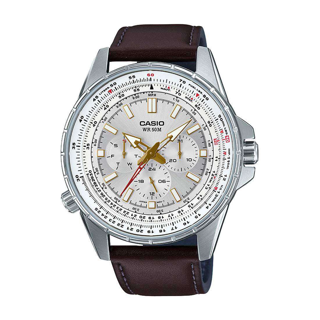 Casio MTP-SW320L-7AVDF Brown Leather Strap Watch for Men-Watch Portal Philippines