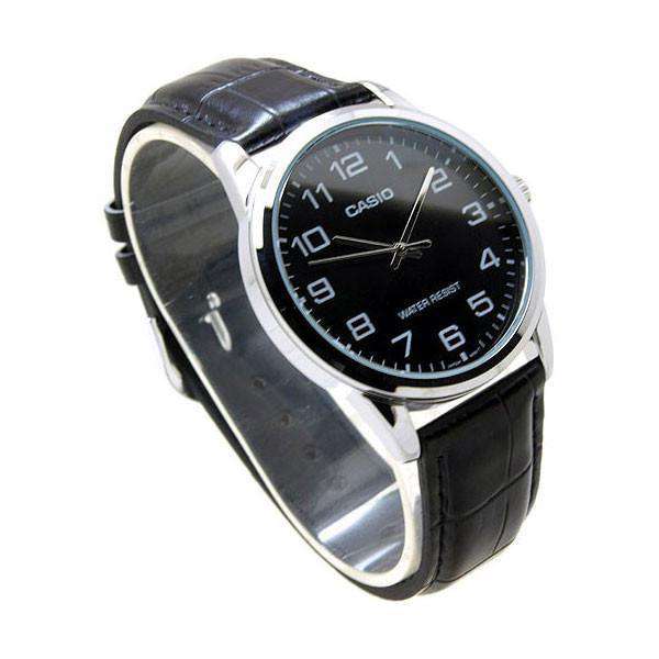 Casio MTP-V001L-1B Black Leather Strap Watch For Men-Watch Portal Philippines