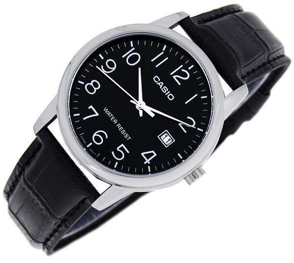 Casio MTP-V002L-1B Black Leather Watch for Men-Watch Portal Philippines