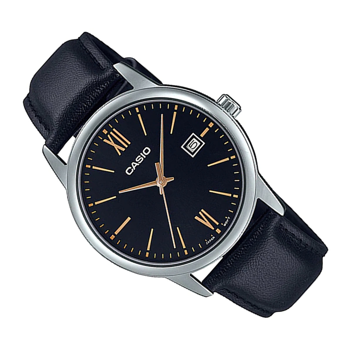 Casio MTP-V002L-1B3 Black Leather Strap Watch for Men-Watch Portal Philippines