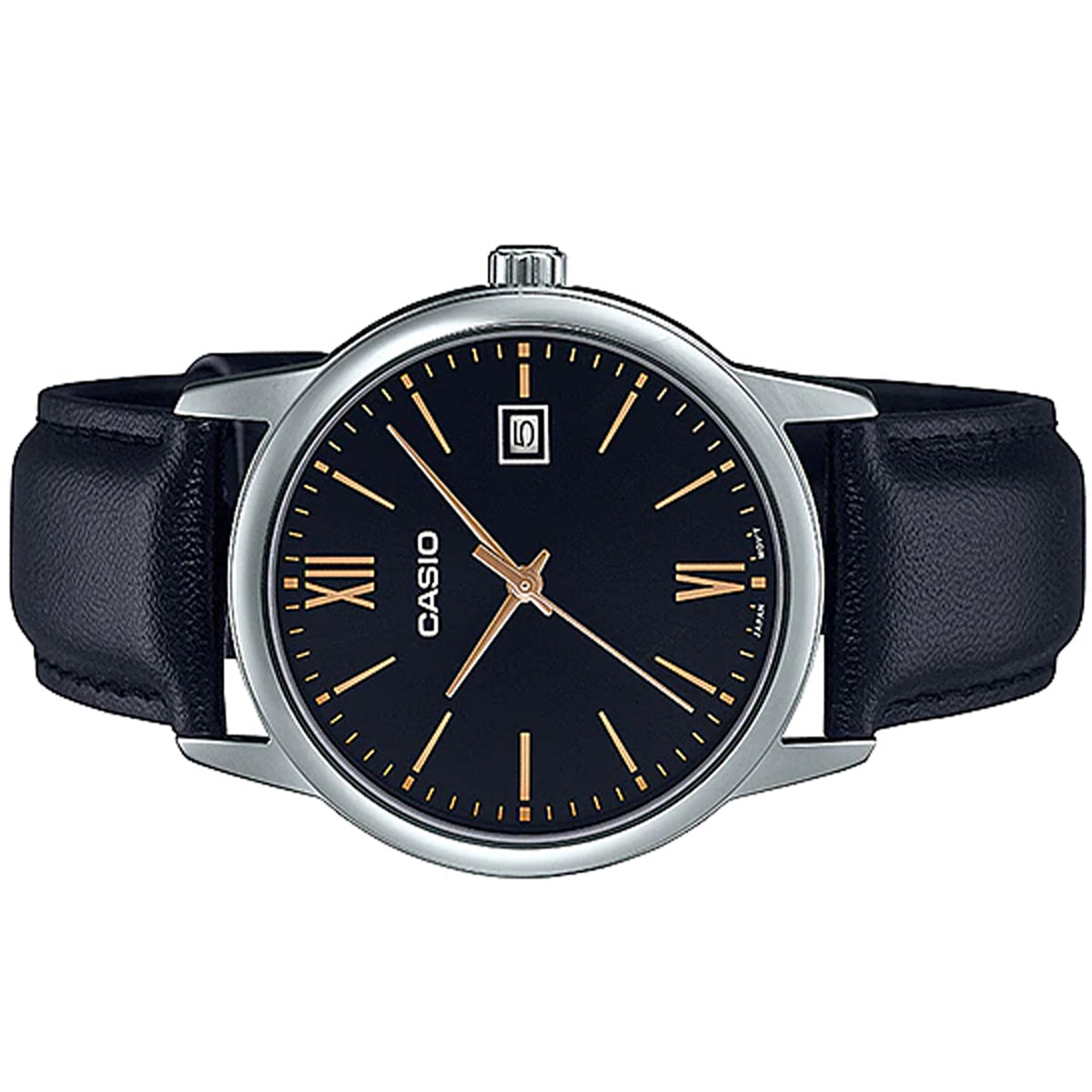 Casio MTP-V002L-1B3 Black Leather Strap Watch for Men-Watch Portal Philippines