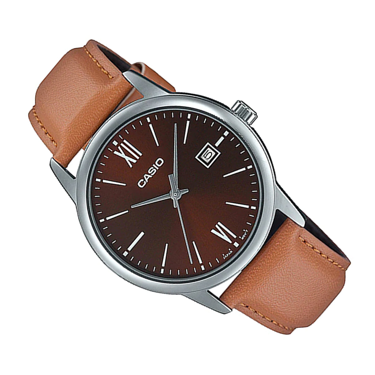 Casio MTP-V002L-5B3 Brown Leather Strap Watch for Men-Watch Portal Philippines