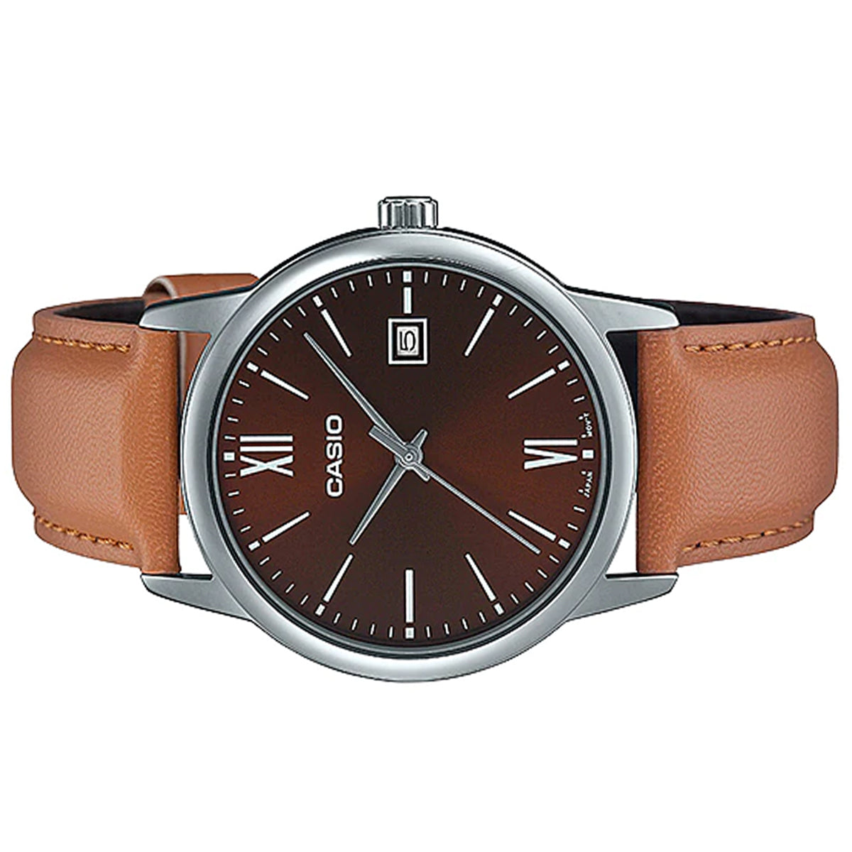 Casio MTP-V002L-5B3 Brown Leather Strap Watch for Men-Watch Portal Philippines