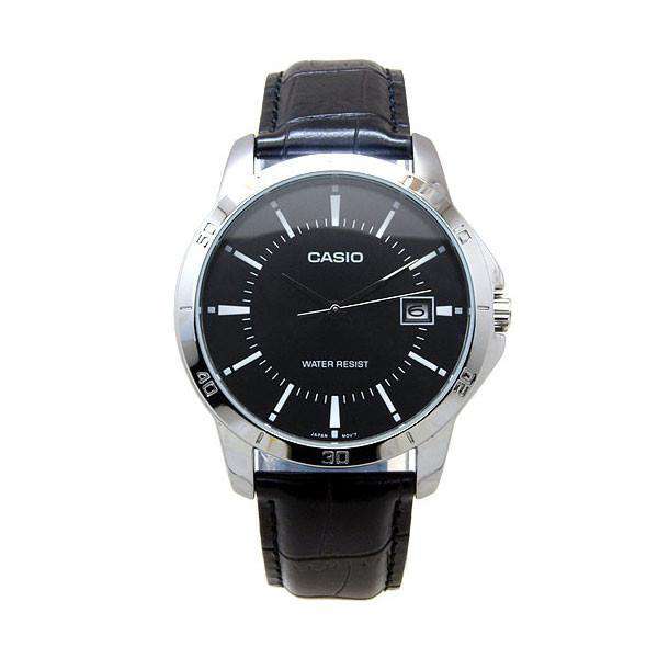 Casio MTP-V004L-1A Black Leather Watch for Men-Watch Portal Philippines