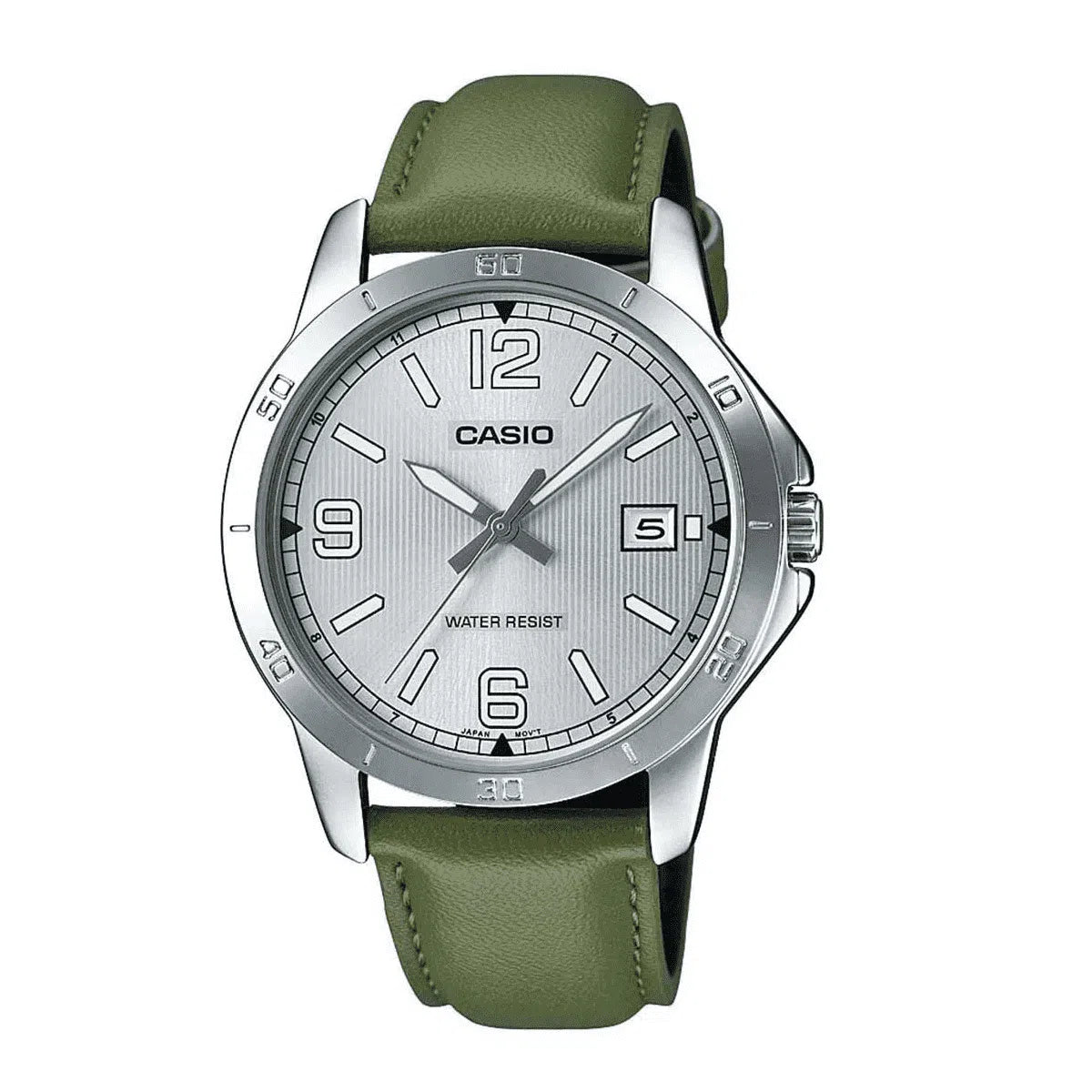 Casio MTP-V004L-3B Green Leather Watch for Men-Watch Portal Philippines