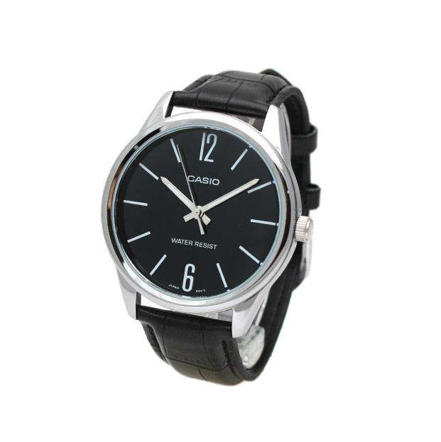 Casio MTP-V005L-1B Black Leather Watch for Men-Watch Portal Philippines