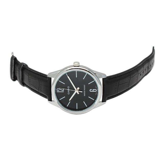 Casio MTP-V005L-1B Black Leather Watch for Men-Watch Portal Philippines