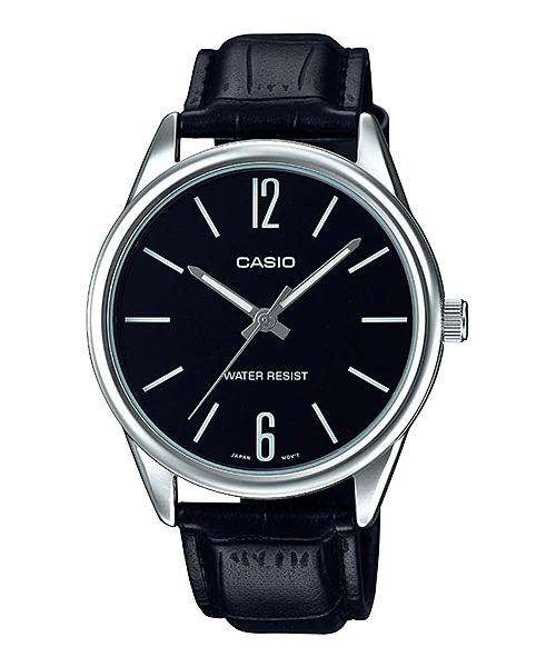 Casio MTP-V005L-1B Black Leather Watch for Men-Watch Portal Philippines