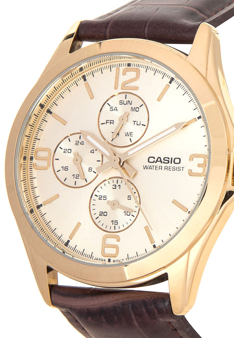 Casio MTP-V301GL-9A Analog Leather Strap Watch For Men-Watch Portal Philippines