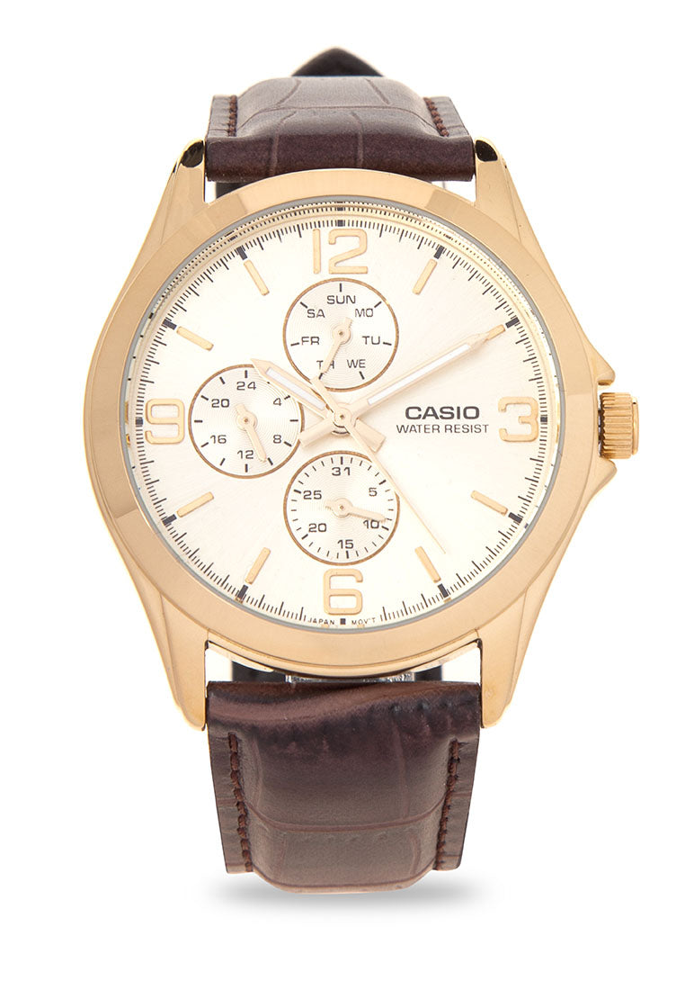 Casio MTP-V301GL-9A Analog Leather Strap Watch For Men-Watch Portal Philippines