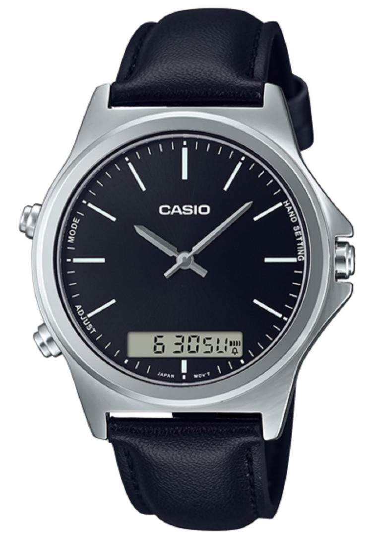 Casio MTP-VC01L-1E Digital Analog Leather Strap Watch For Men-Watch Portal Philippines