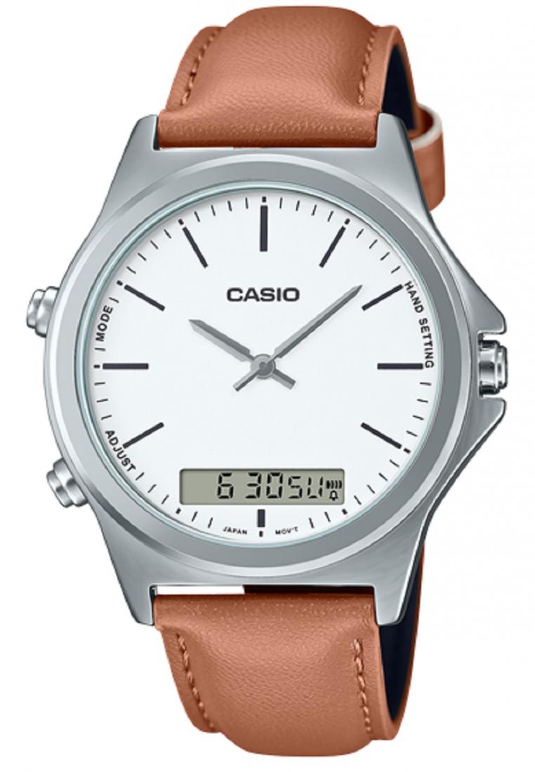 Casio MTP-VC01L-7E Digital Analog Leather Strap Watch For Men-Watch Portal Philippines