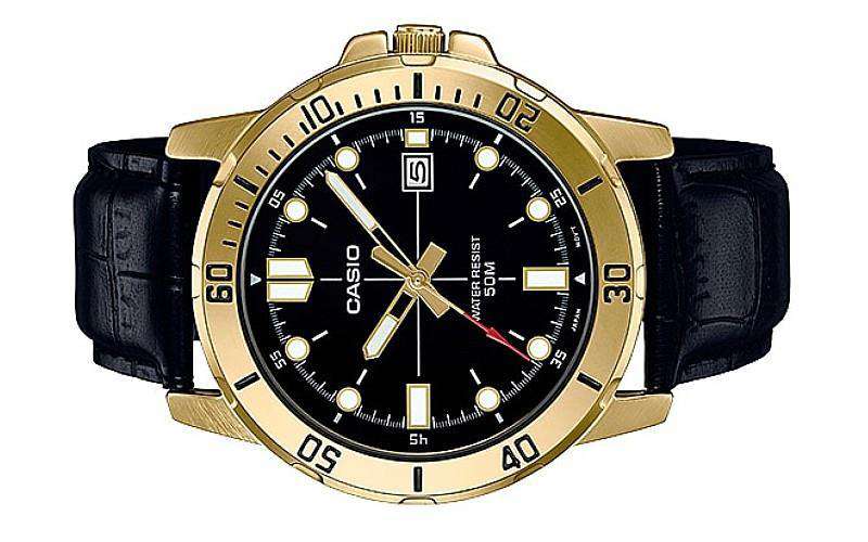 Casio MTP-VD01GL-1EVUDF Black Leather Strap Watch for Men-Watch Portal Philippines