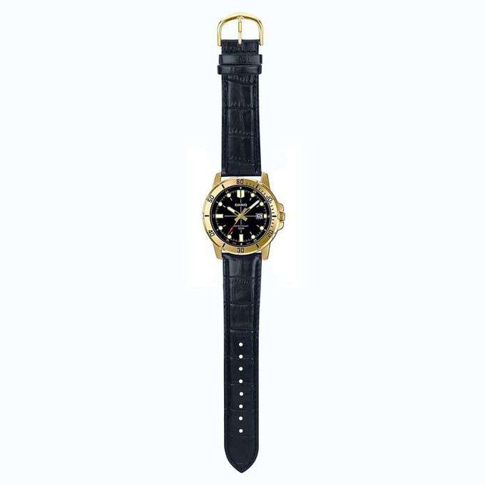 Casio MTP-VD01GL-1EVUDF Black Leather Strap Watch for Men-Watch Portal Philippines