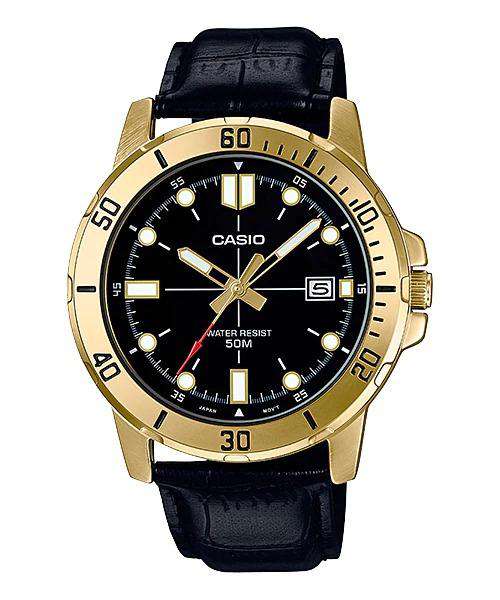 Casio MTP-VD01GL-1EVUDF Black Leather Strap Watch for Men-Watch Portal Philippines