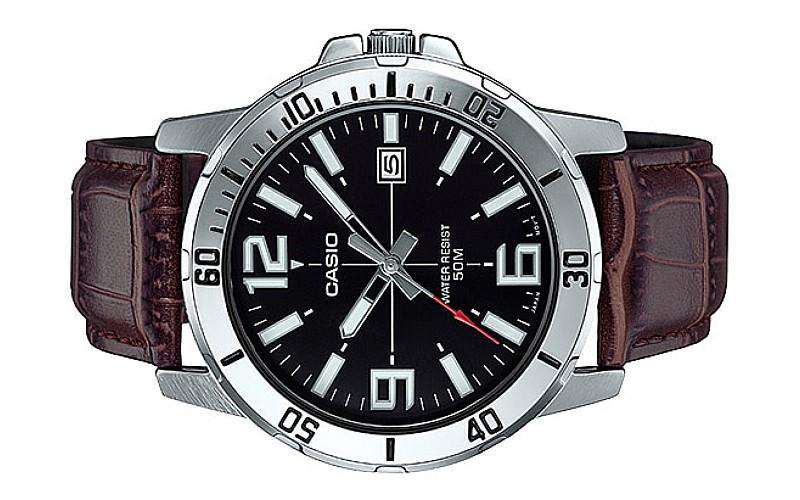 Casio MTP-VD01L-1BVUDF Brown Leather Strap Watch for Men-Watch Portal Philippines