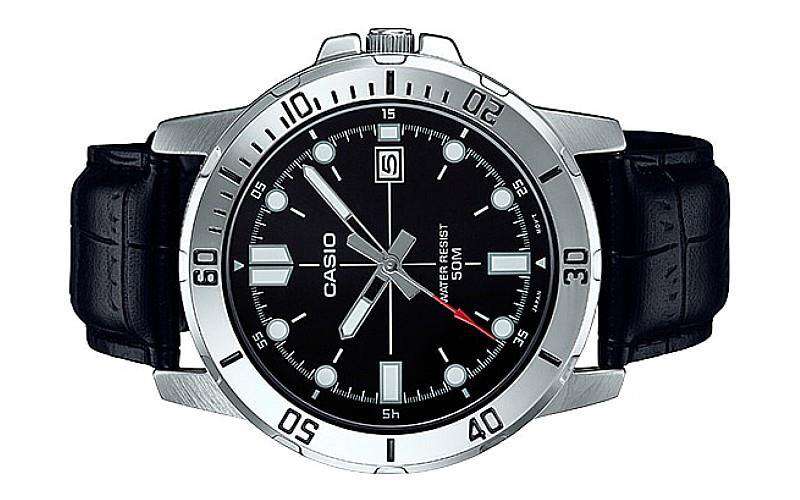 Casio MTP-VD01L-1EVUDF Black Leather Strap Watch for Men-Watch Portal Philippines