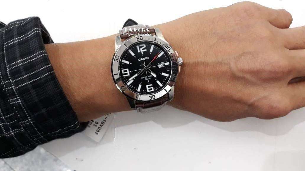 Casio MTP-VD01L-1EVUDF Black Leather Strap Watch for Men-Watch Portal Philippines