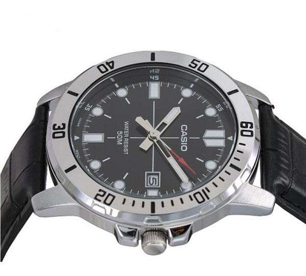 Casio MTP-VD01L-1EVUDF Black Leather Strap Watch for Men-Watch Portal Philippines