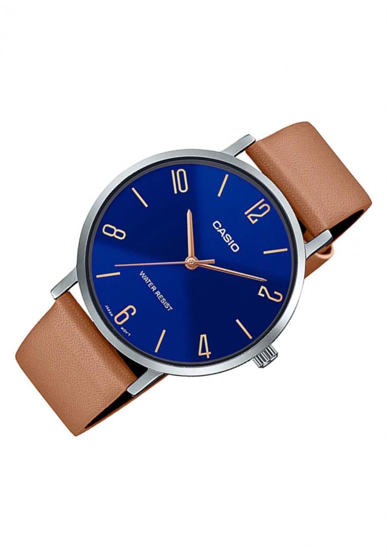 Casio MTP-VT01L-2B2 Analog Leather Strap Watch For Men-Watch Portal Philippines