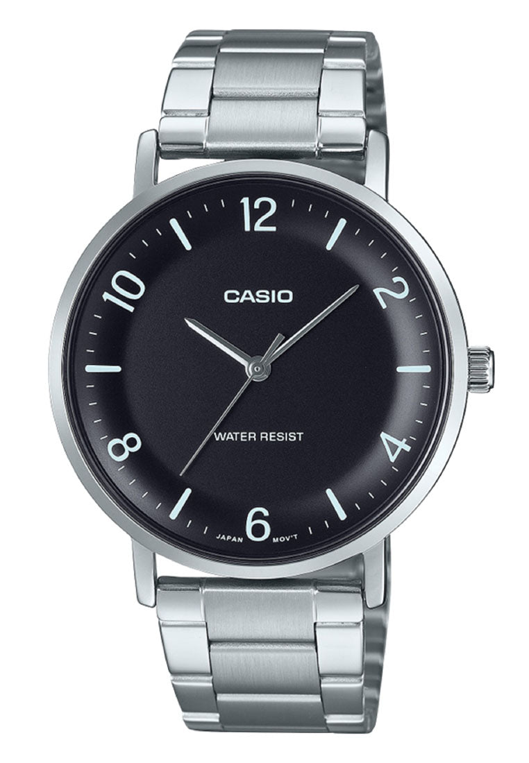 Casio MTP-VT03D-1B Analog Stainless Steel Band Watch For Men-Watch Portal Philippines