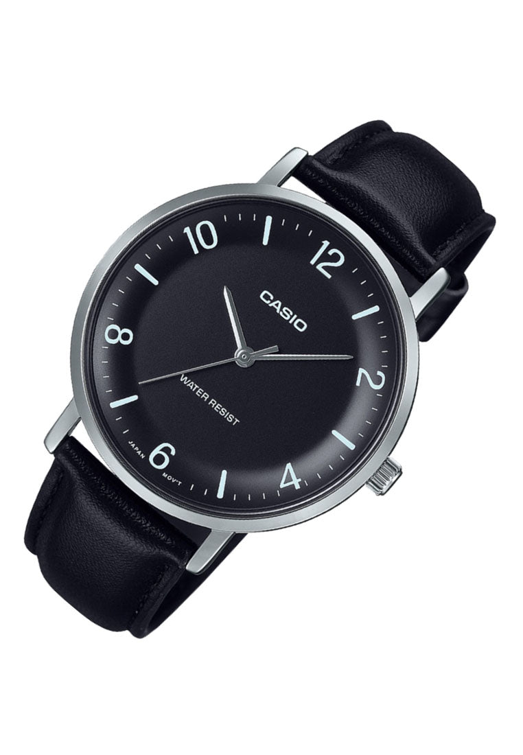 Casio MTP-VT03L-1B Analog Leather Band Watch For Men-Watch Portal Philippines