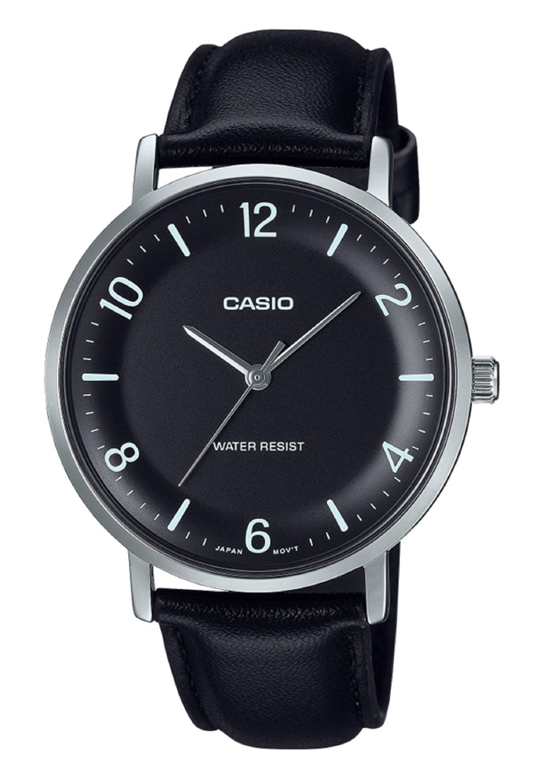 Casio MTP-VT03L-1B Analog Leather Band Watch For Men-Watch Portal Philippines