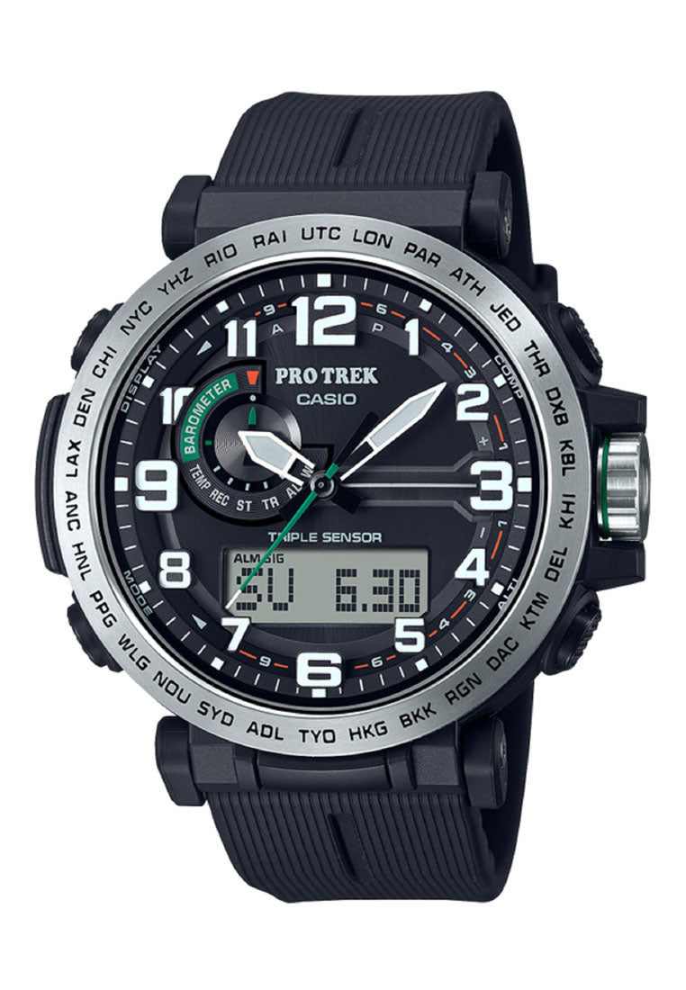 Casio Pro Trek PRG-601-1DR Digital Analog Rubber Strap Watch For Men-Watch Portal Philippines