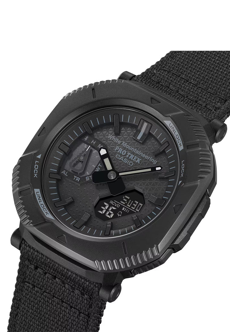 Casio Protek PRJ-B001WM-1DR Digital Analog Nylon Strap Solar Watch for Men-Watch Portal Philippines