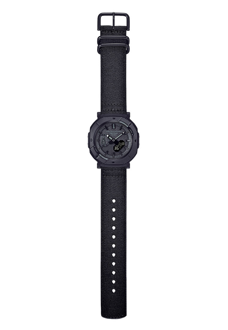 Casio Protek PRJ-B001WM-1DR Digital Analog Nylon Strap Solar Watch for Men-Watch Portal Philippines