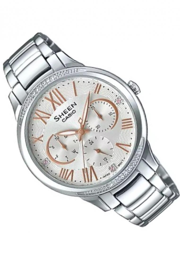 Casio Sheen SHE-3058D-7A Analog Stainless Steel Strap Watch For Women-Watch Portal Philippines