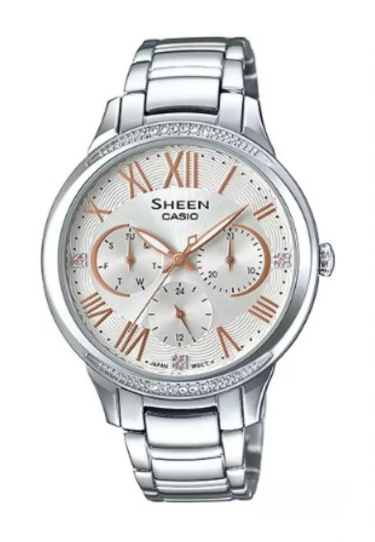 Casio Sheen SHE-3058D-7A Analog Stainless Steel Strap Watch For Women-Watch Portal Philippines