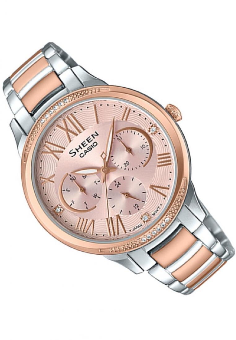Casio Sheen SHE-3058SPG-4A Multi-Hand Analog Stainless Steel Strap Watch For Women-Watch Portal Philippines