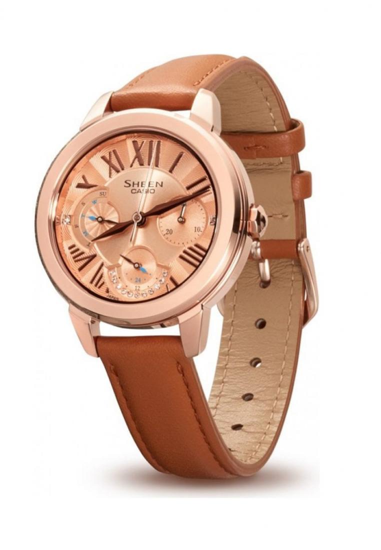 Casio Sheen SHE-3059PGL-5A Analog Leather Strap Watch For Women-Watch Portal Philippines