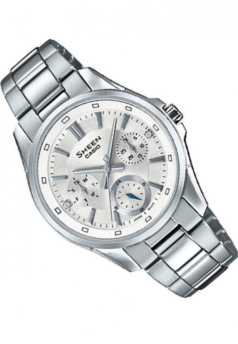 Casio Sheen SHE-3060D-7A Analog Stainless Steel Strap Watch For Women-Watch Portal Philippines