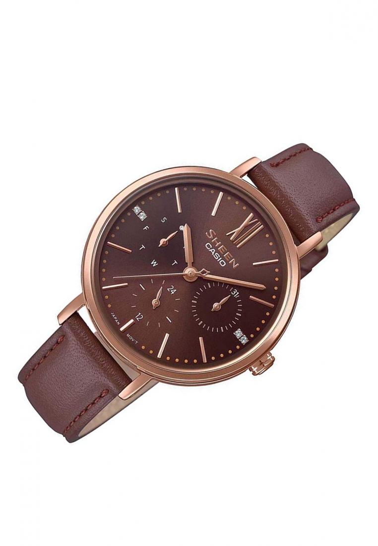 Casio Sheen SHE-3064PGL-5A Analog Leather Strap Watch For Women-Watch Portal Philippines